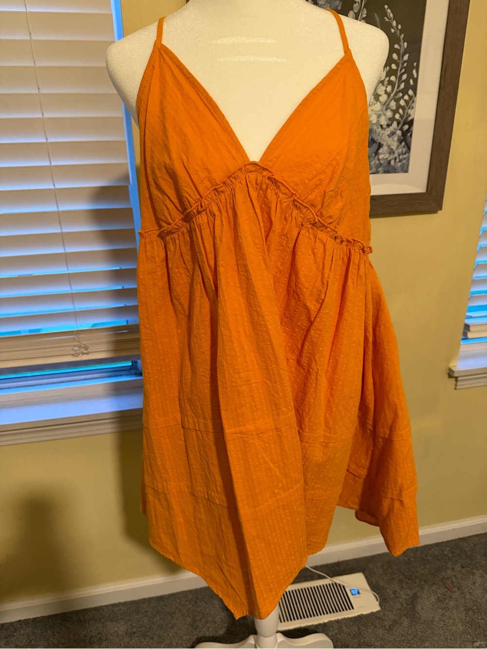 Vibrant Orange/yellow  Spaghetti Strap Summer Dress